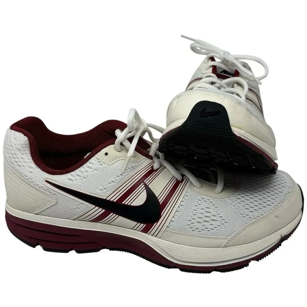 Nike Pegasus Men’s 12.5 White Red Running Shoes Fitsole Cushioned 525147-105
